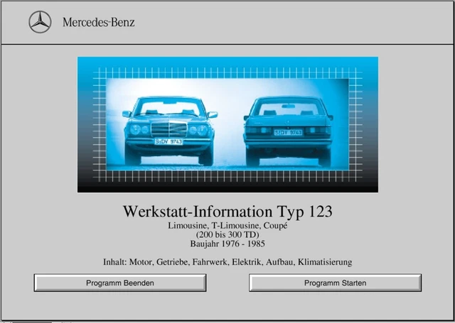 Mercedes Benz WIS manuale di riparazione per W123 tutti i modelli su CD