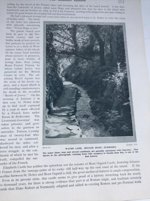 Channel Islands 1924: Water Lane Moulin Bay Huet Guernsey Jersey Original Print