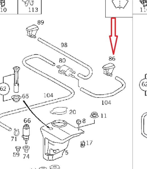 Scheibenwaschdüse links Mercedes-Benz C-Klasse W202 nicht beheizt A2028600947