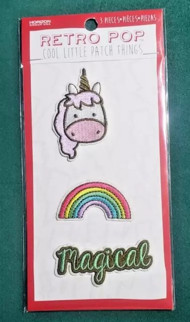 RETRO POP Cool Little Patch Things Unicorn Rainbow Magical Stick On Embroidered