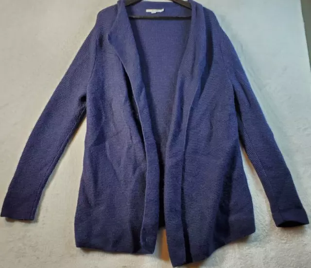 Boden Cardigan Sweater Womens Size Large Blue Knit Wool Long Sleeve Open Front