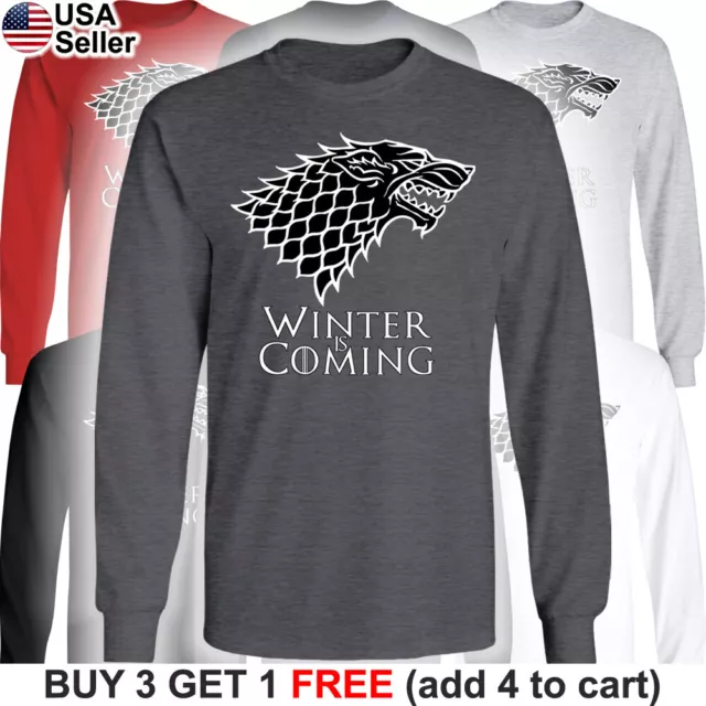 Game of Thrones Stark Long T-Shirt House Dire Wolf Winter is Coming Direwolf GoT