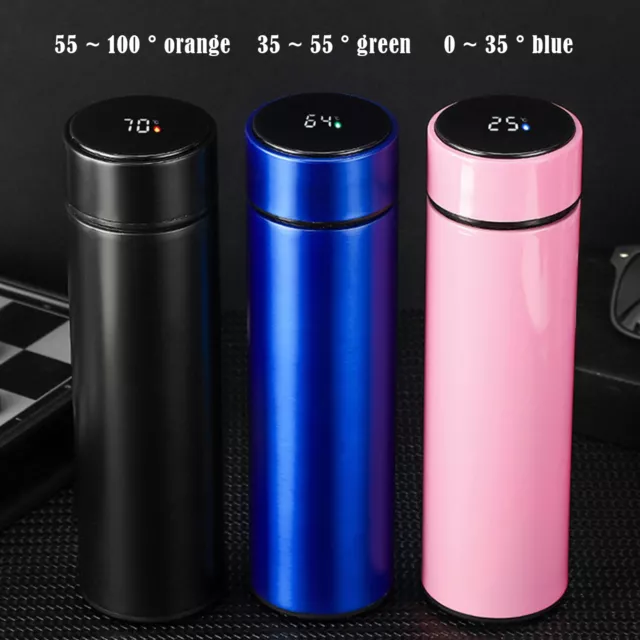 500ml LED Display Vacuum Flask Thermos Coffee Cup Insulated Tea Bottle Water Mug