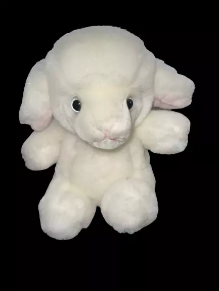 1986 Gund White Pink Lamb Sheep Plush with Rattle 8"
