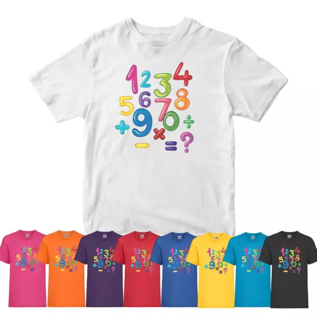 Boys Girls Number Math Day  T-Shirt Maths Symbol Childrens School 2023 Kids Tee