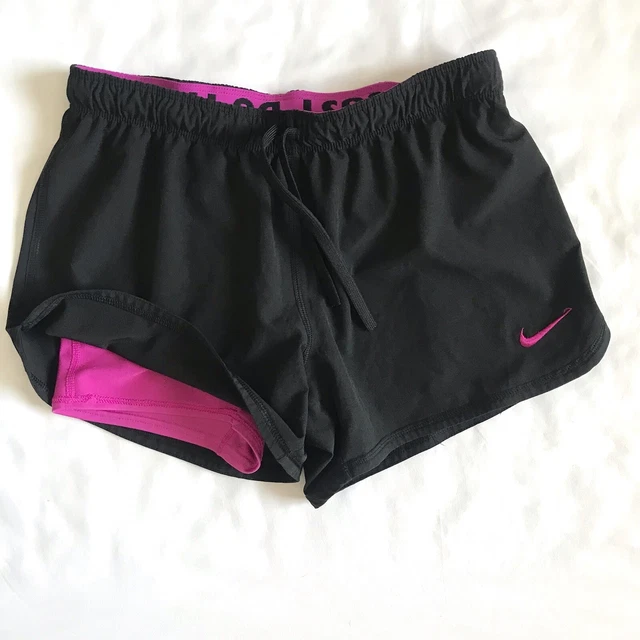 Nike Dri Fit Phantom 2 in 1 JDI Running Shorts Black Pink 404898-015 Womens S