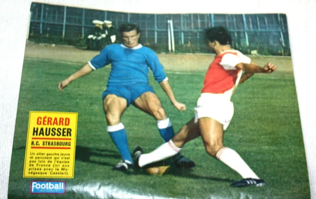 Mini-poster équipe RC Strasbourg 1966 – Recto/Verso Avec 2 Photos – Vintage