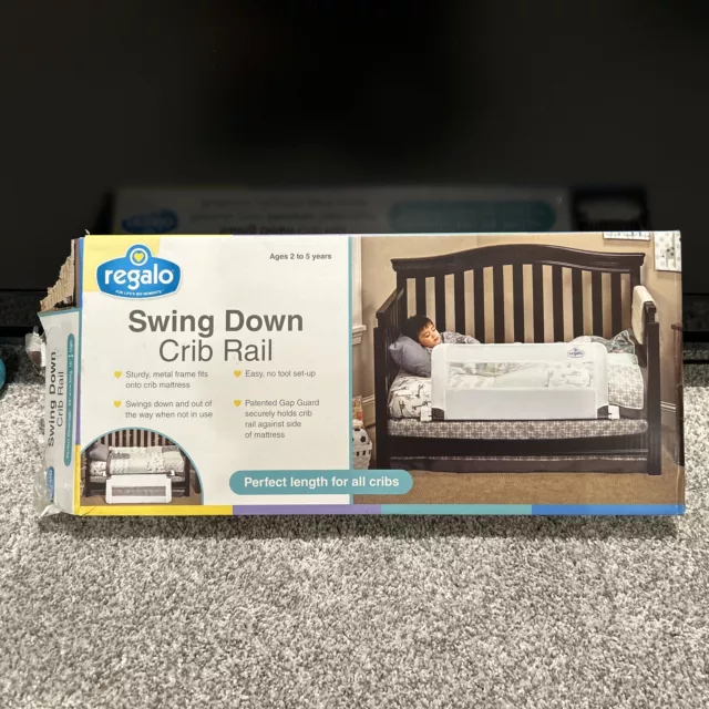 Regalo Baby 2220 54in. Extra Long Swing Down Bed Rail - White