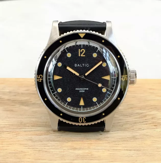 BALTIC AQUASCAPHE BLACK Cream Automatic 200m Diver s Watch 39mm