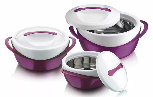 Opaco Casseroles Acciaio Inox Interno Corpo Mantiene Cibo Caldo Set Di 3 Viola