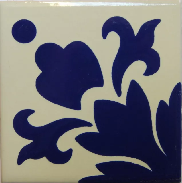 Mexican Tile Talavera Tiles High-Quality Hand Painted Blue Tile T-21