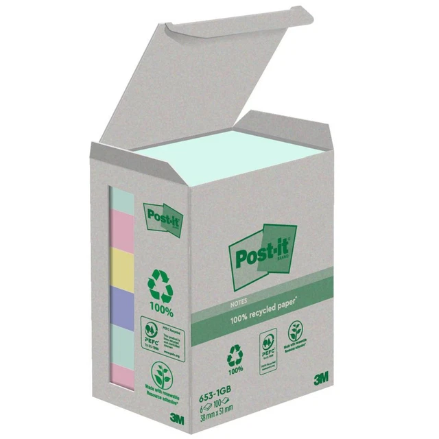 Blocco Post it® Z-Notes Green - 653-1GB - 38 x 51 mm - natural - 100 fogli - Pos
