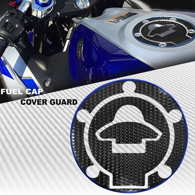 Black&Chromed Blue Gas Tank Fuel Cap Cover Protection Guard 14-19 Yamaha Yzf R3