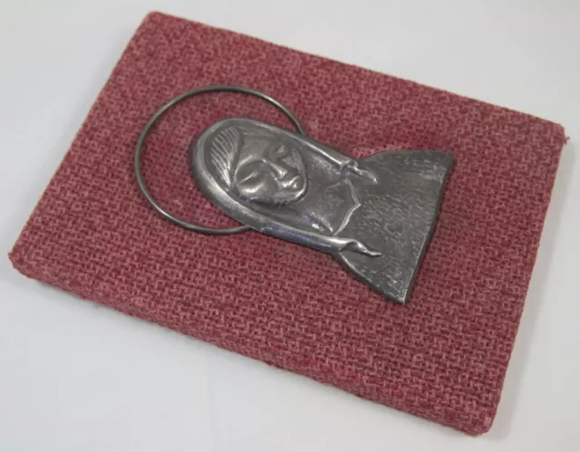 Vintage Madonna /  Icon - Religious Plaque - Metal on Fabric Covered Board