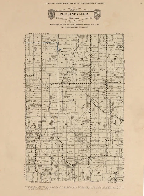 1931 EAU CLAIRE COUNTY Atlas plat map WISCONSIN GENEALOGY history Land P159 DVD