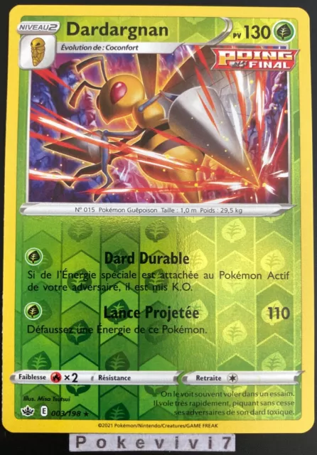 Carte Pokemon DARDARGNAN 003/198 HOLO Reverse Epée et Bouclier 6 EB06 FR NEUF
