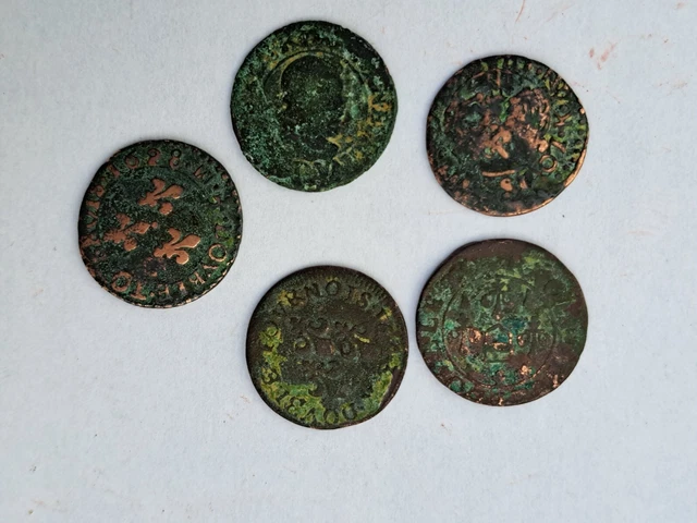 Lot de 5 pièces anciennes Françaises. Cuivre et bronze?