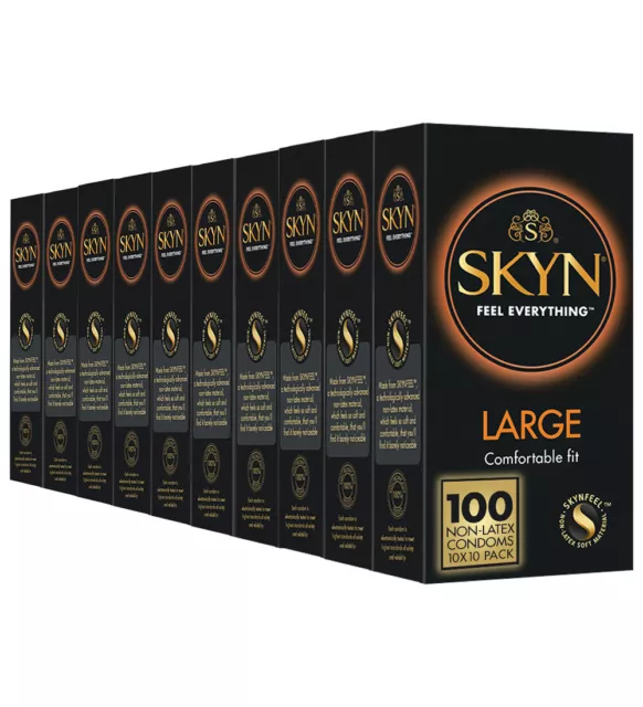 SKYN Large Préservatifs XL Sans Latex, Lot de 100, 10 x 10 Paquet King Size