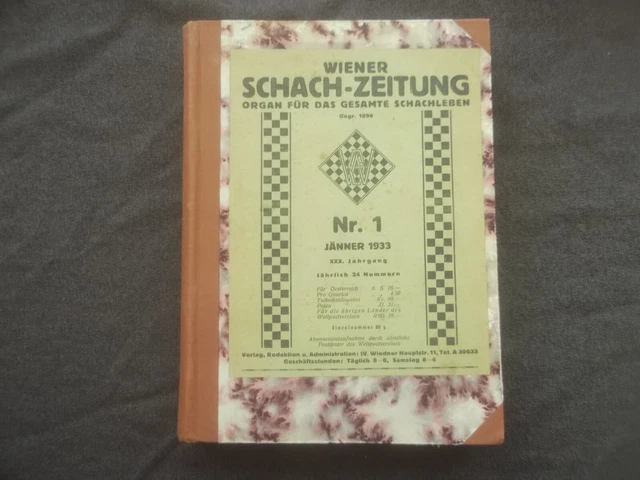 Wiener Schachzeitung 1933 completamente encuadernado 1-24, Olimpiada de ajedrez Folkestone Kmoch