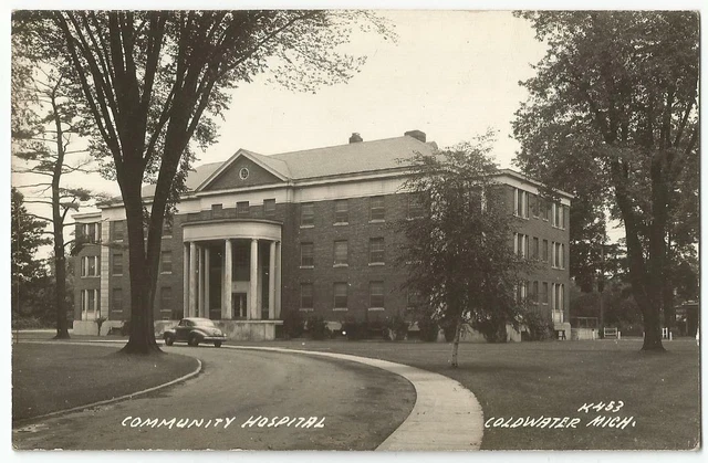 Coldwater Michigan MI ~ Community Hospital RPPC Real Photo Postcard 1940's