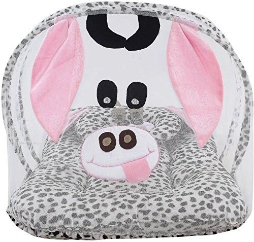 Black Polka Dots Print Bedding Set With Foldable Mattress Mosquito Net