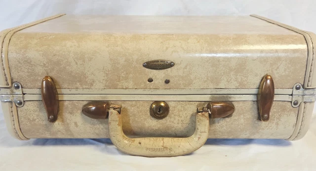 VINTAGE SAMSONITE STREAMLITE Suitcase Beige Shwayder Bros 1950s