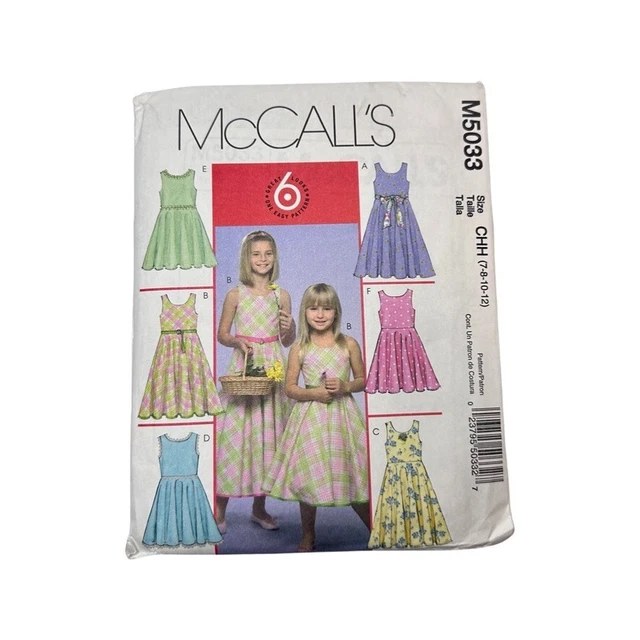 Vestido de primavera de Pascua M5033 McCalls niñas 6 looks patrón de costura talla 7-12 sin cortar