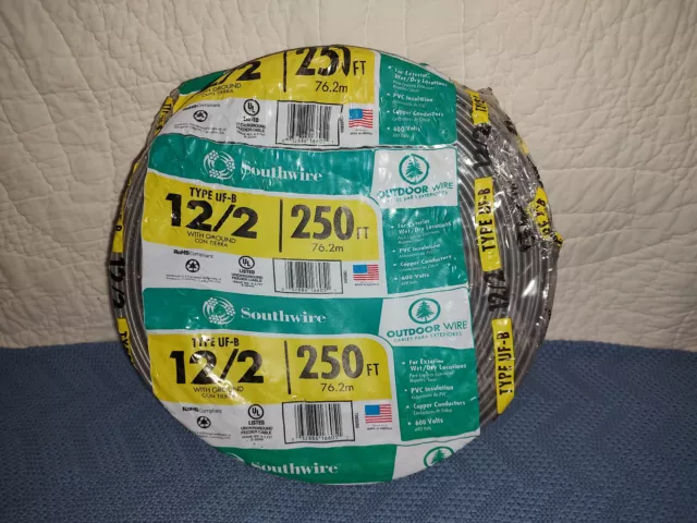 Southwire Type UF-B 12/2 with ground 250 ft. Underground Feeder Cable