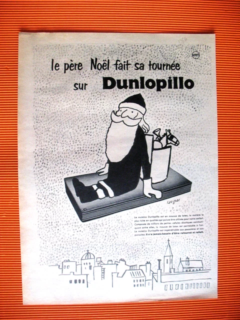 Publicite De Presse Dunlopillo Matelas Pere Noel Illustration Savignac Ad 1958