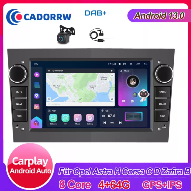 DAB+64G Android 13 Autoradio Carplay GPS Nav Für Opel Astra H Corsa C D Zafira B