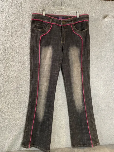 Crest Jeans Pants Woman 11/12 Stretch Denim Fuchsia Cording Distress Pockets VTG
