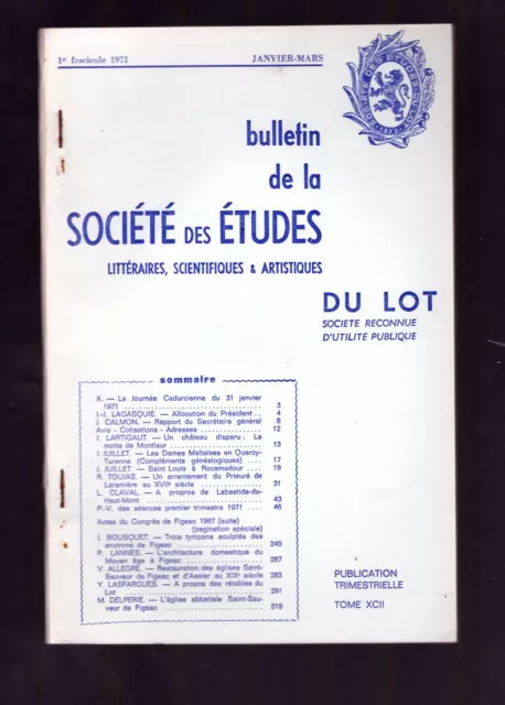 BULLETIN DE LA SOCIETE DES ETUDES DU LOT 1971(1) motte de Montlaur Laramière