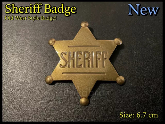 Sheriff Badge Bronze Colour Metal Badge Old West Cowboy Costume Prop Badge 6.7cm