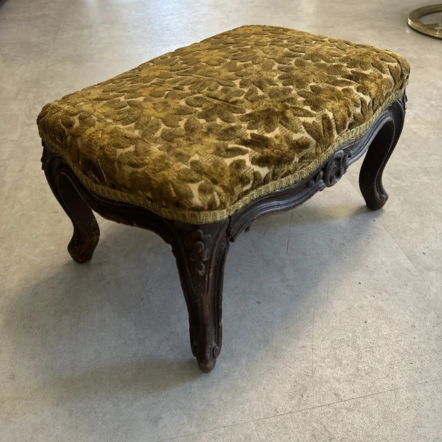 Antique Victorian footstool mini small velvet upholstered horsehair