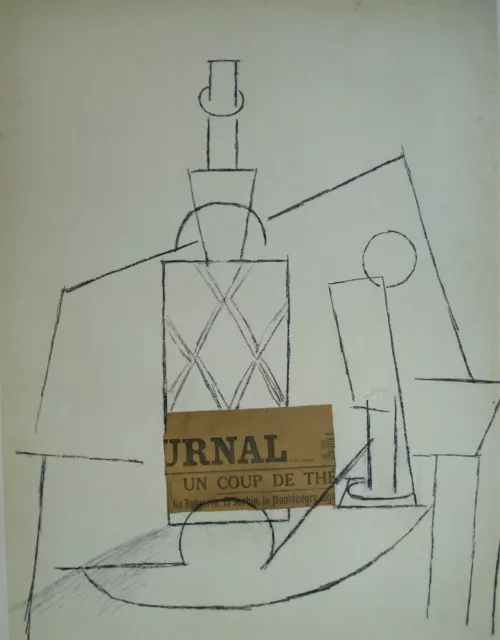 "Picasso ""Papeles pegamentos 1910-1914 (botella de ron paja, vidrio y le) 1966"