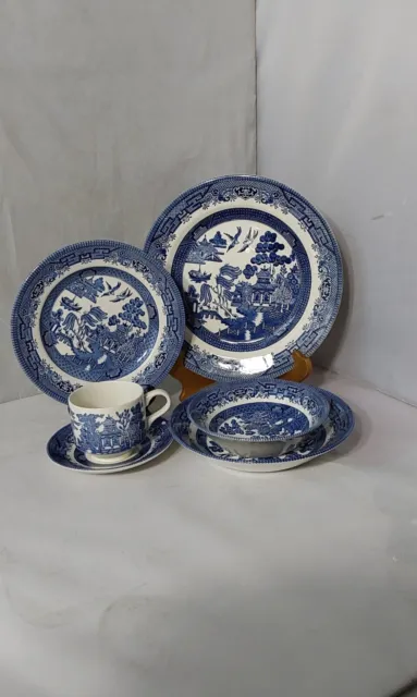 CHURCHILL BLUE WILLOW 6 Piece Dinner Set Made In England $120.00 - PicClick