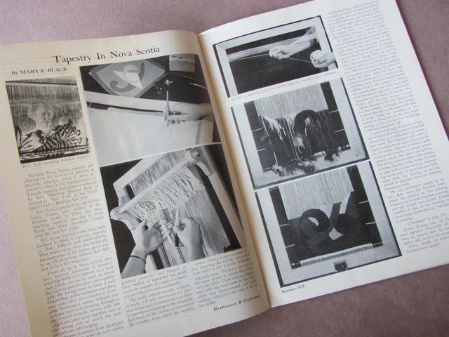 1957 Revista Handweaver Motivo de Arte Popular Pila Tejido Nueva Escocia Tapiz NH +