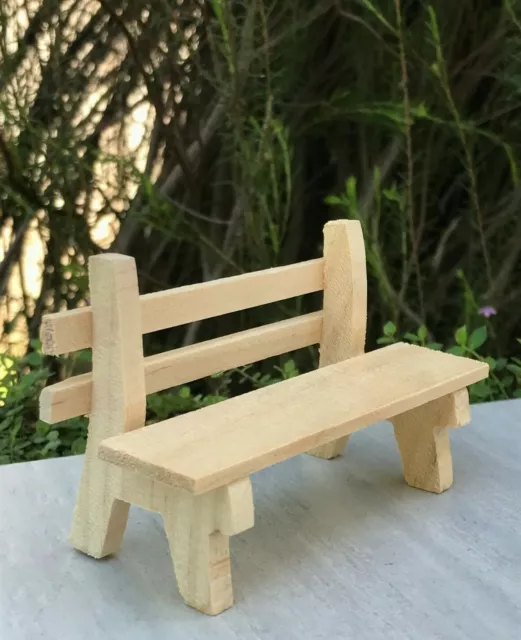 Miniature Dollhouse FAIRY GARDEN Furniture ~ Natural Wood Bench ~ Buy 3 Save $6