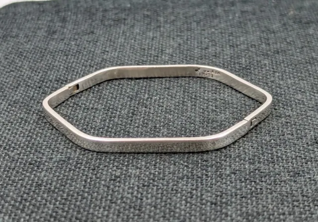 Vintage Sterling Silver MEXICO Hexagon Hinged 4mm 925 Bangle Bracelet - 13.6g