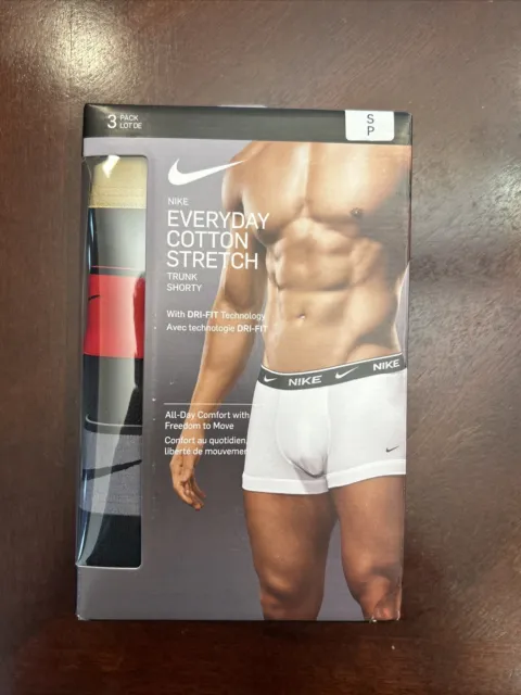 Nike Mens Everyday Cotton Stretch Trunk Shorty Boxer Brief 3 Pack Size Small