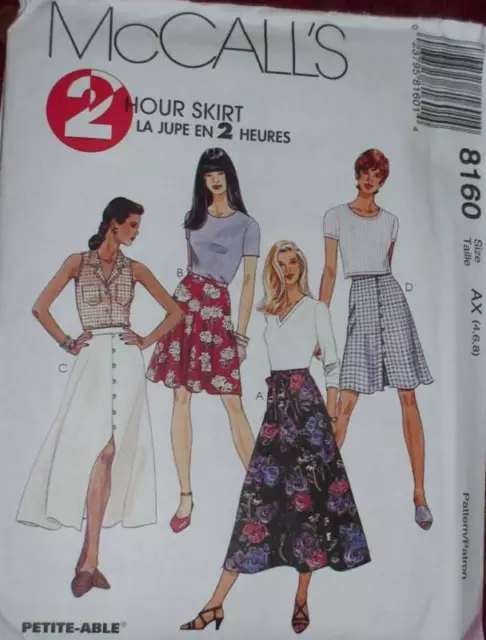 8160 McCalls Vintage Sewing Pattern Misses 2 HOUR Skirt EZ Easy UNCUT