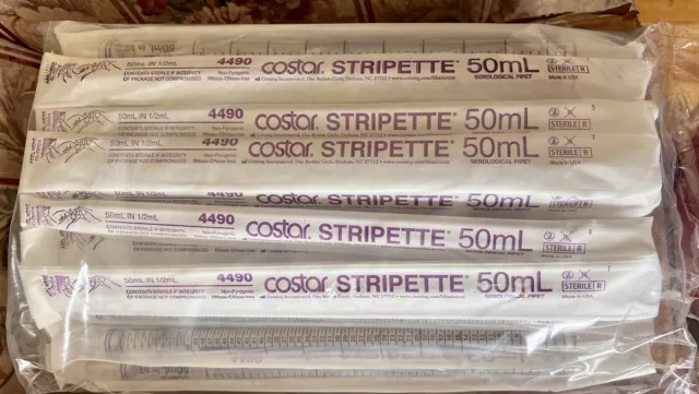 25-Corning Costar Stripette 4490 Polystyrene Sterile Serological Pipets - 50ml