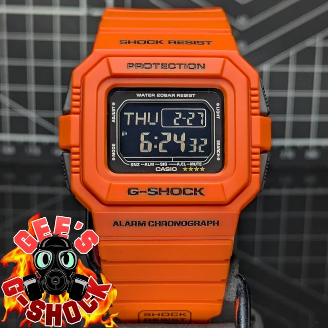 CASIO G-SHOCK DW-D5500 Rescue Orange Black Mud & Dust Resist Square DW ...