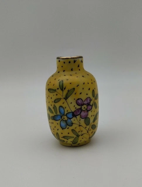 Vase miniature en porcelaine de Limoges Art déco 1930 décor fleurs 6,5 cm
