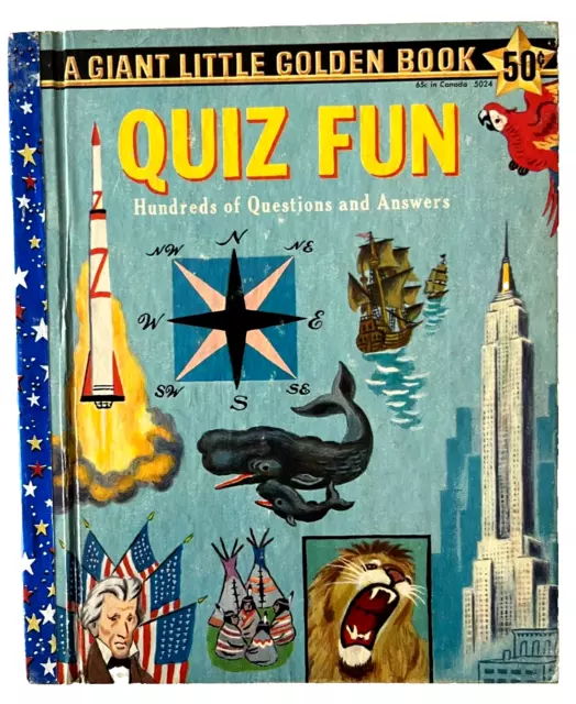 QUIZ FUN Q&A ~ vintage 1st "A" ed. Giant Little Golden Book ~ Tibor Gergely 1959