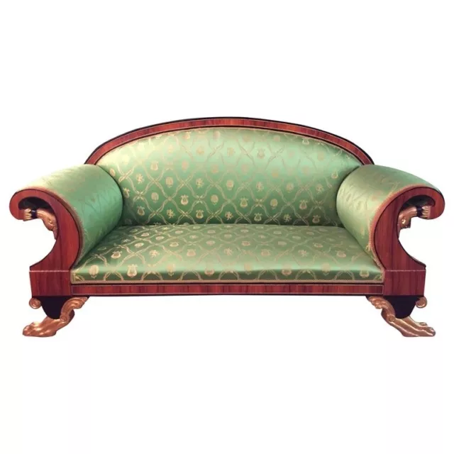 Q' Palisander Schwanen Sofa im Antiken Empir Stil Mahagoni-Furnier