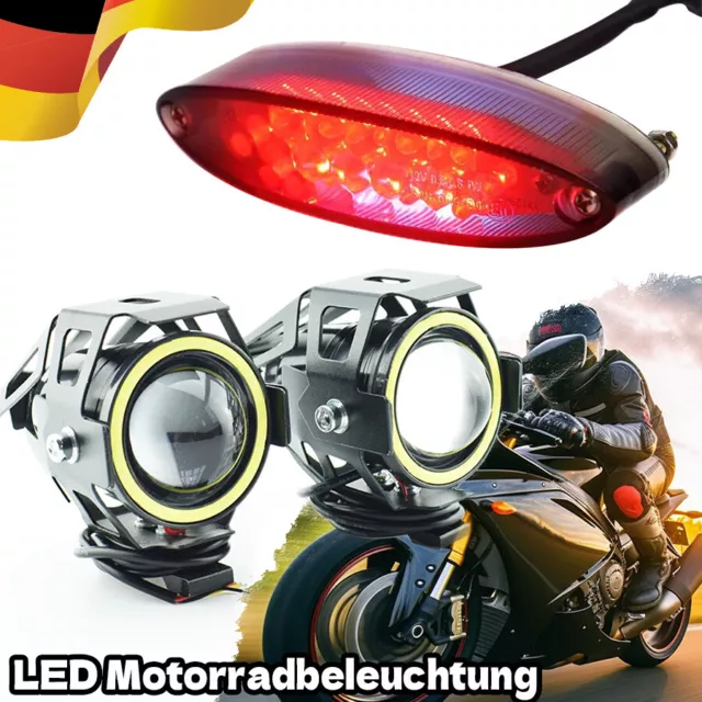 Motorrad Frontscheinwerfer Fernlicht & Rücklicht für Motorrad ATV Quads Trike DE