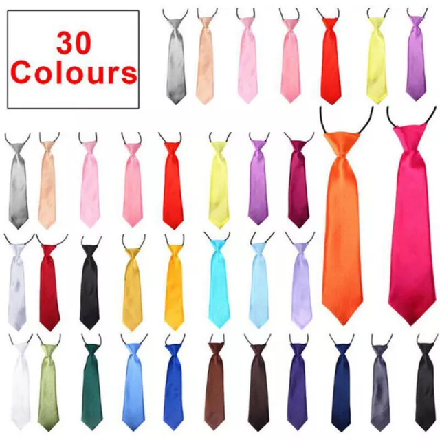 Boys Girls Classic Satin Elastic Neck Tie Wedding Prom Children School Kids Tie