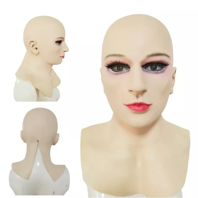 Halloween Latex Mask Realistic Female Woman Face For Crossdressing Girl Headgear