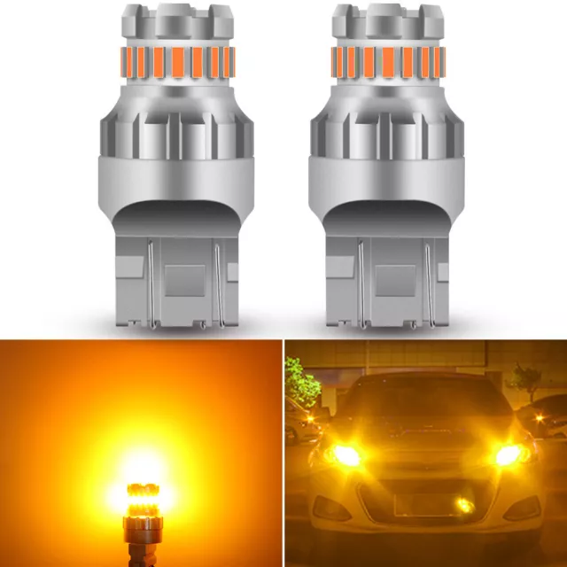 GLOFE 7440 Canbus Error Free Amber LED Turn Signal Light Bulbs Anti Hyper Flash